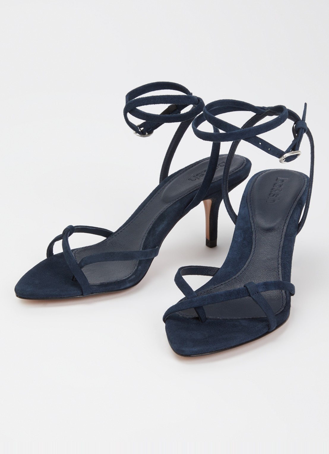 ba&sh Cera sandalette van suède - detail donkerblauw