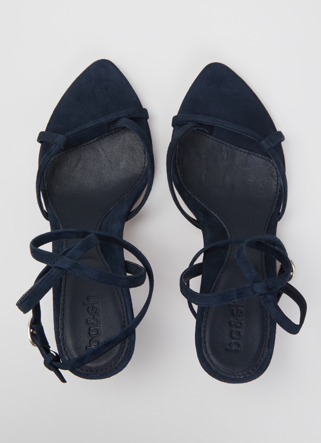 ba&sh Cera sandalette van suède - detail 2 donkerblauw