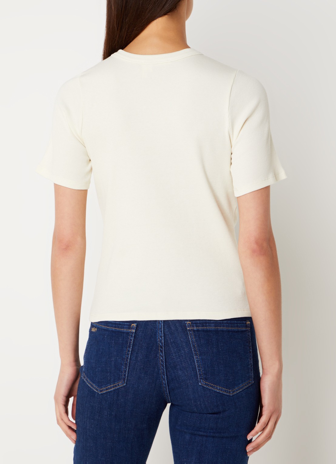 ba&sh Cerena T-shirt met ribstructuur en print - achterkant 4 creme