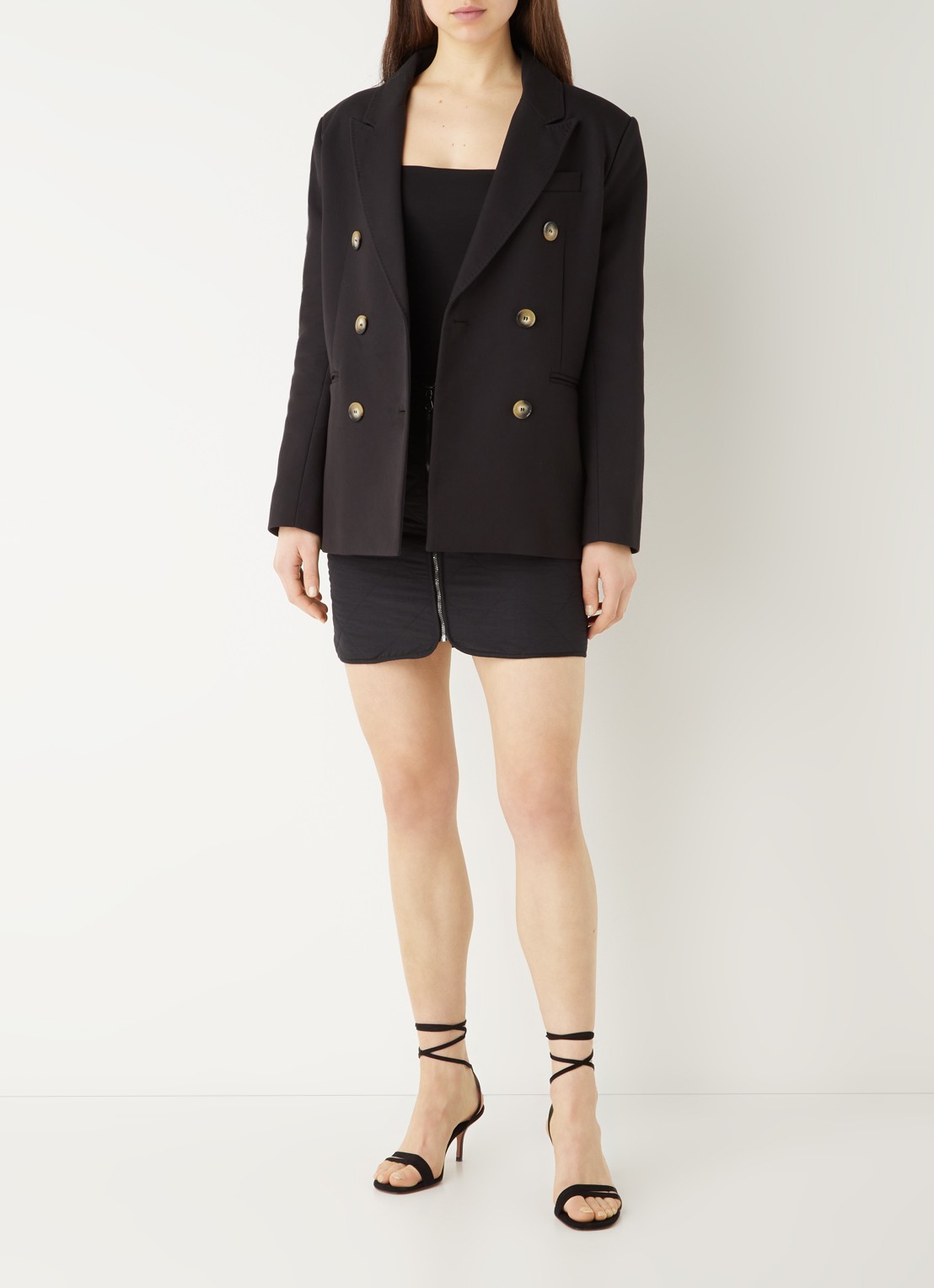 Ba&sh Cesar double-breasted blazer met paspelzakken - voorkant 3 zwart