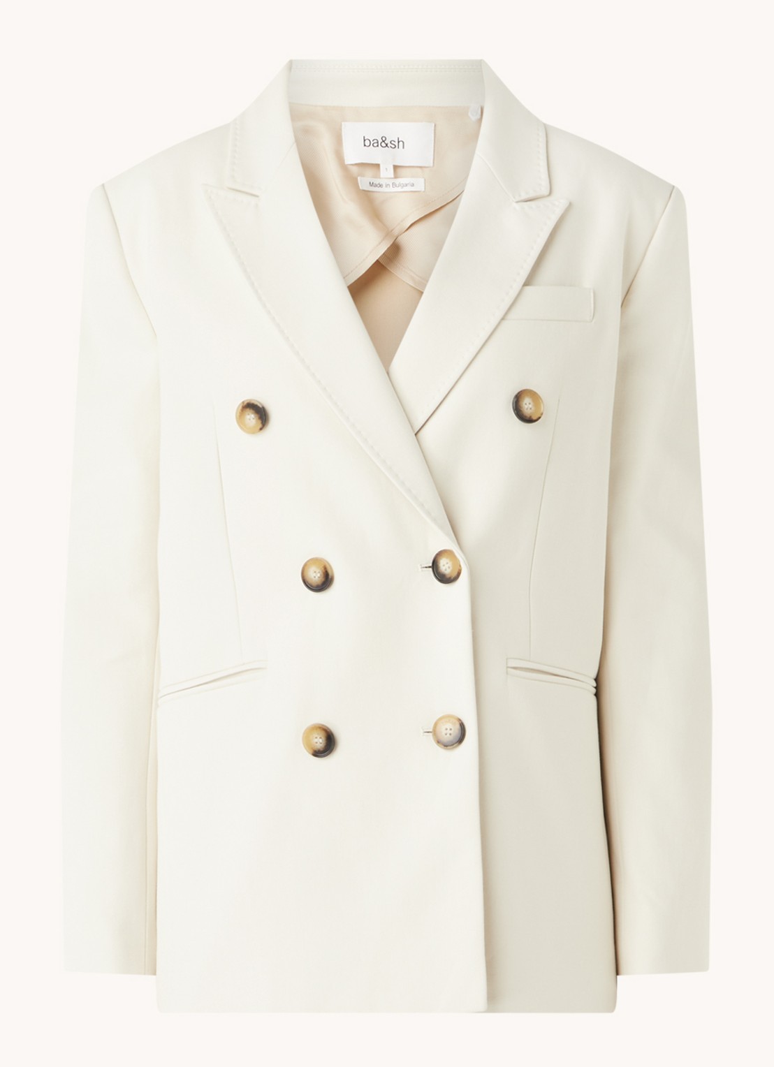 Ba&sh Cesar double-breasted blazer met paspelzakken - voorkant 3 creme