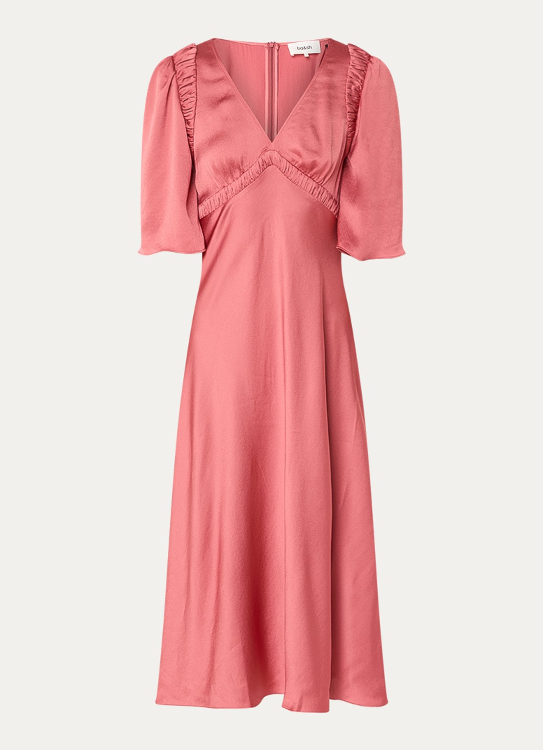 ba&sh Charlotte midi jurk met V-hals - voorkant roze