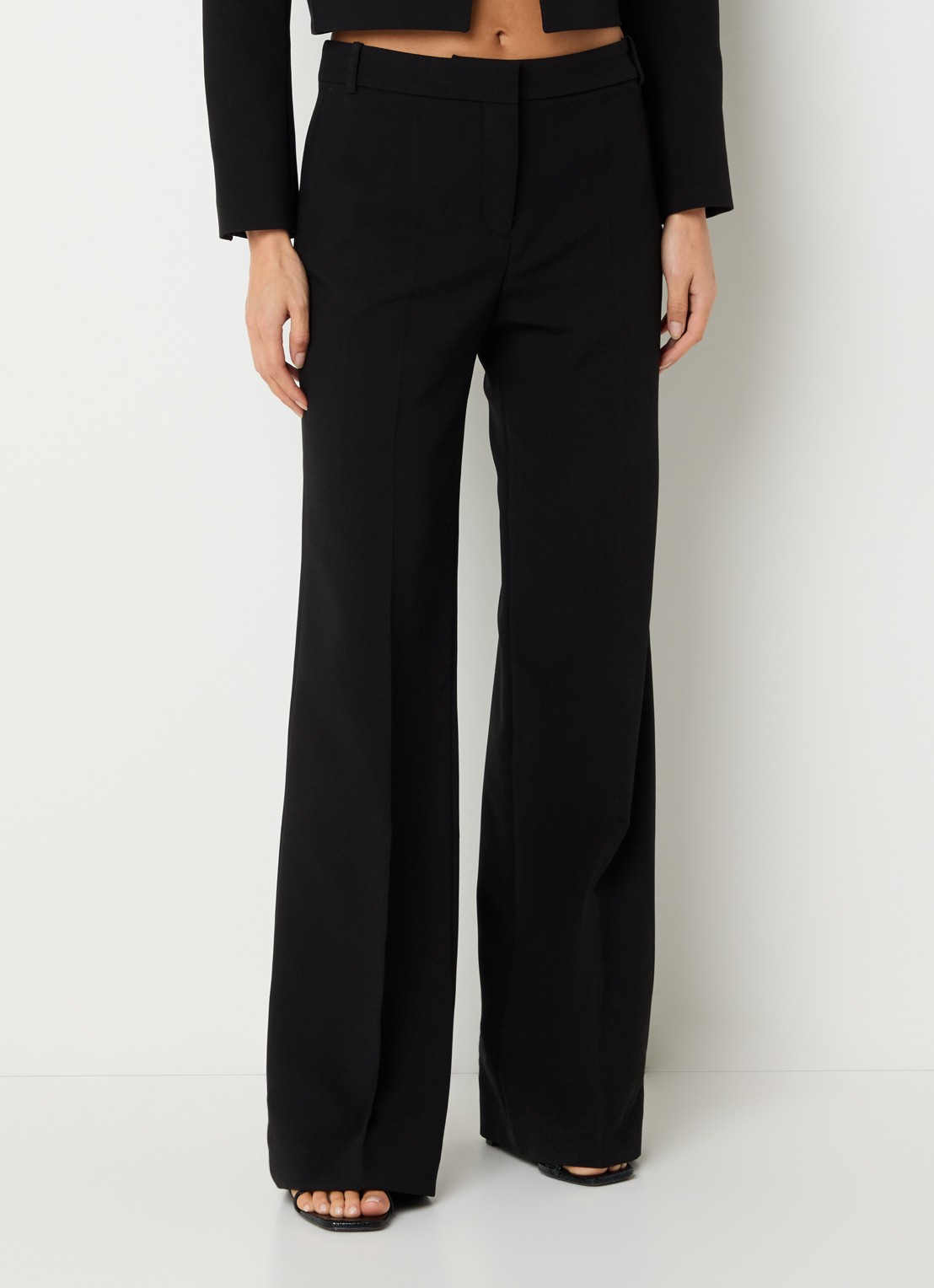 ba&sh Chaza mid waist straight fit pantalon met steekzakken - detail 4 zwart