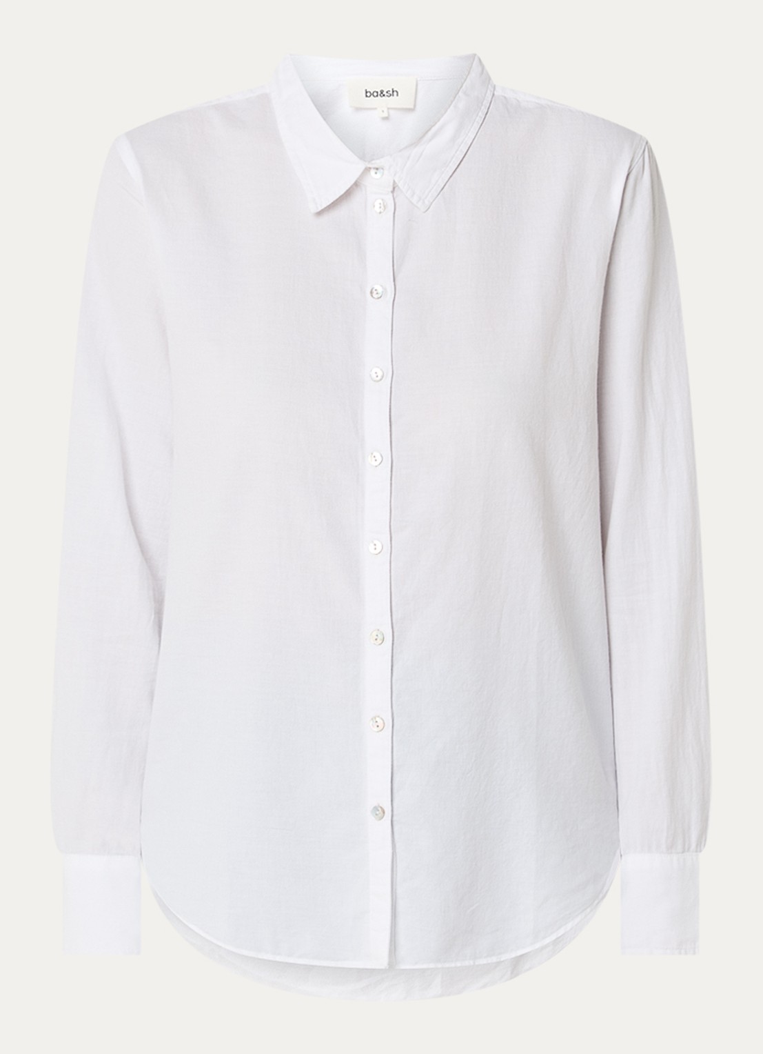 ba&sh Chiren blouse met kraag - voorkant wit