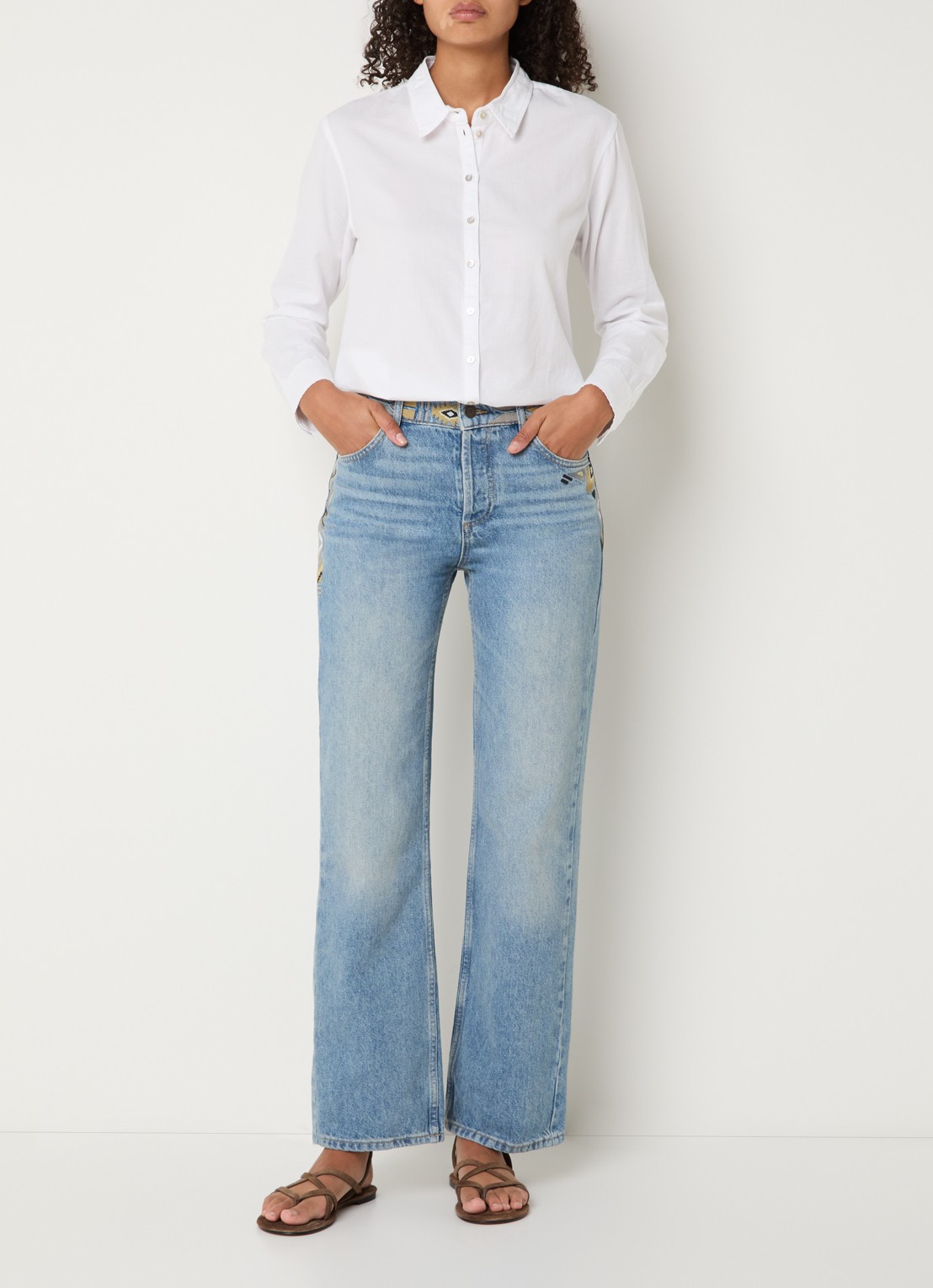 ba&sh Chiren blouse met kraag - voorkant 2 wit