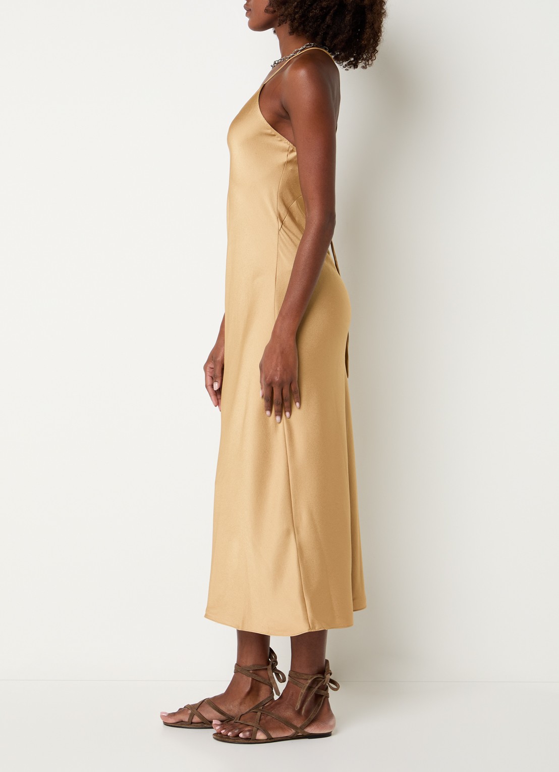 ba&sh Ciana midi jurk met cut-out detail - achterkant 4 camel