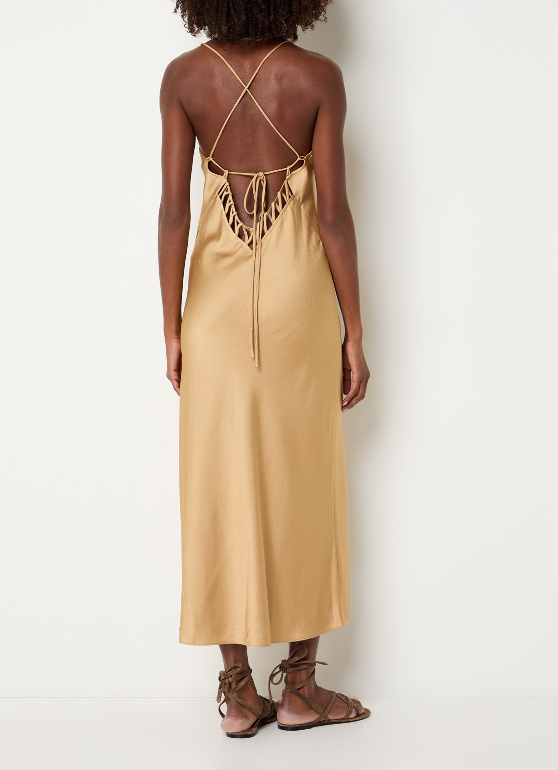 ba&sh Ciana midi jurk met cut-out detail - voorkant 2 camel