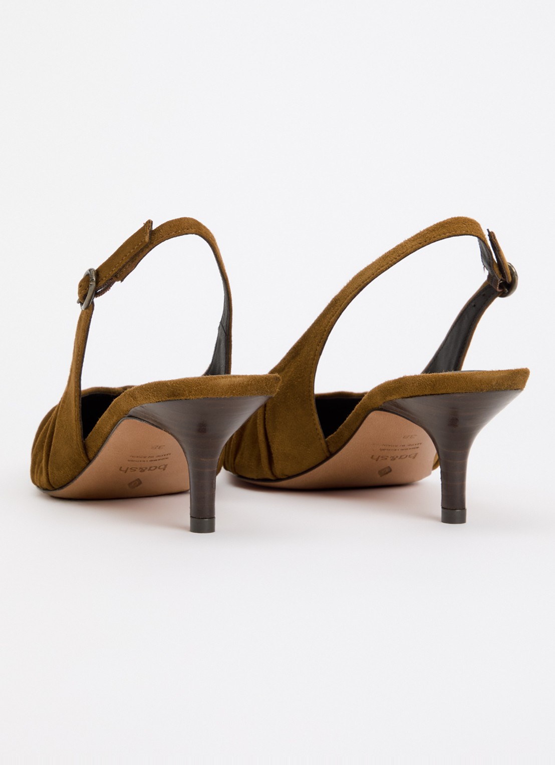 ba&sh Cidney slingback van suède  - achterkant 4 cognac