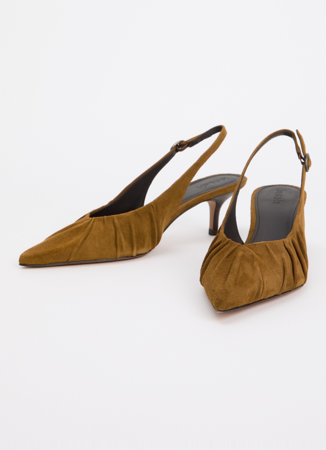 ba&sh Cidney slingback van suède  - detail cognac