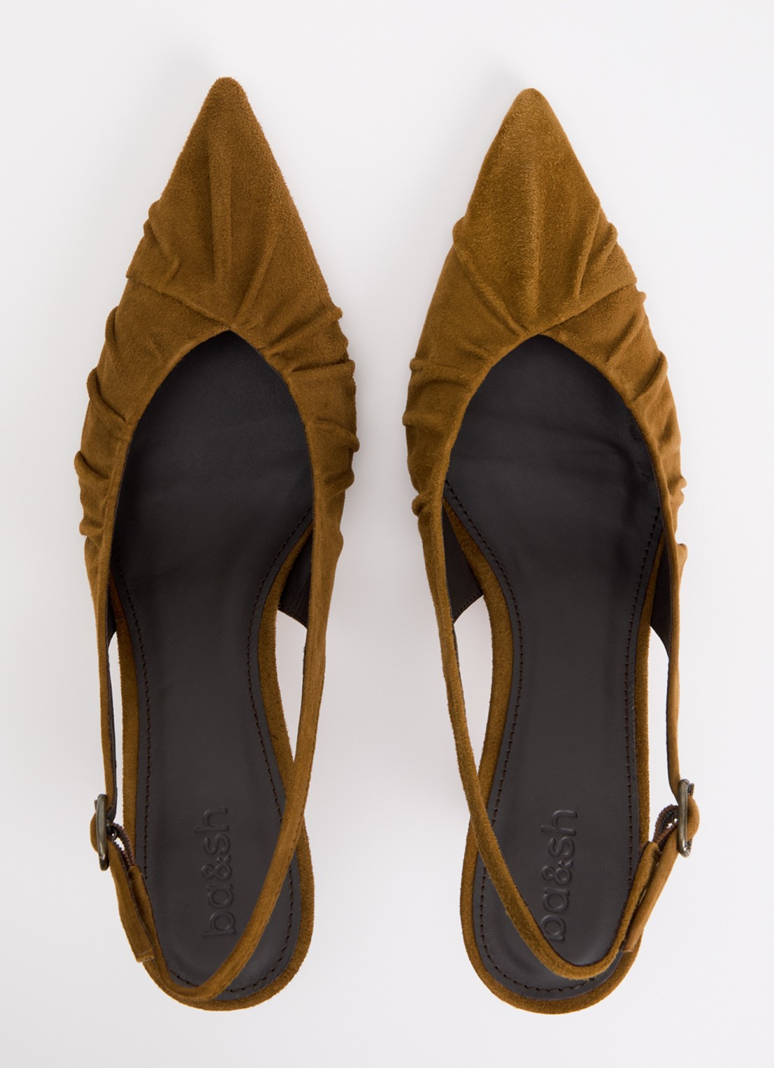 ba&sh Cidney slingback van suède  - detail 2 cognac