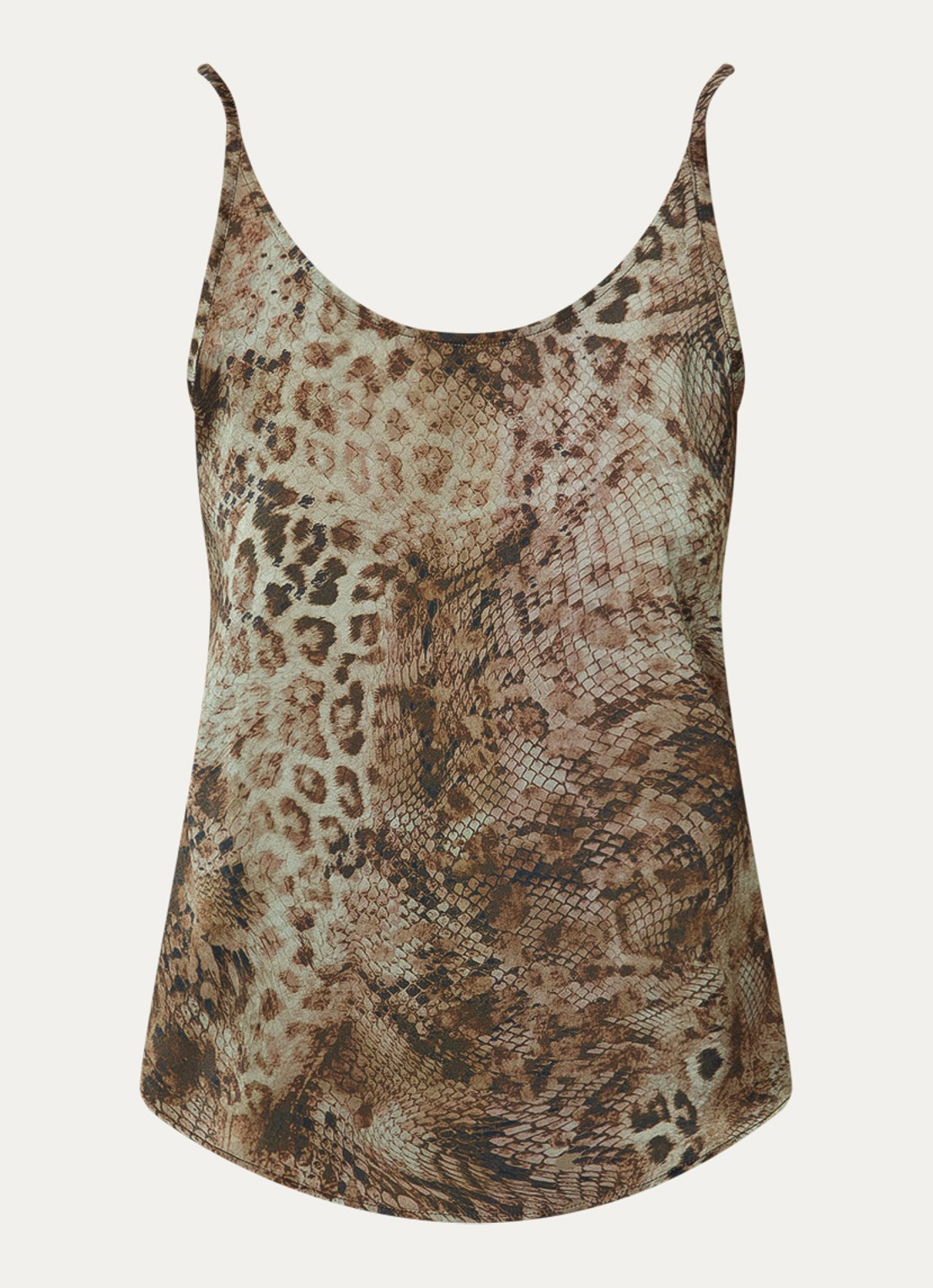 ba&sh Cigue tanktop van satijn met print - voorkant 2 bruin