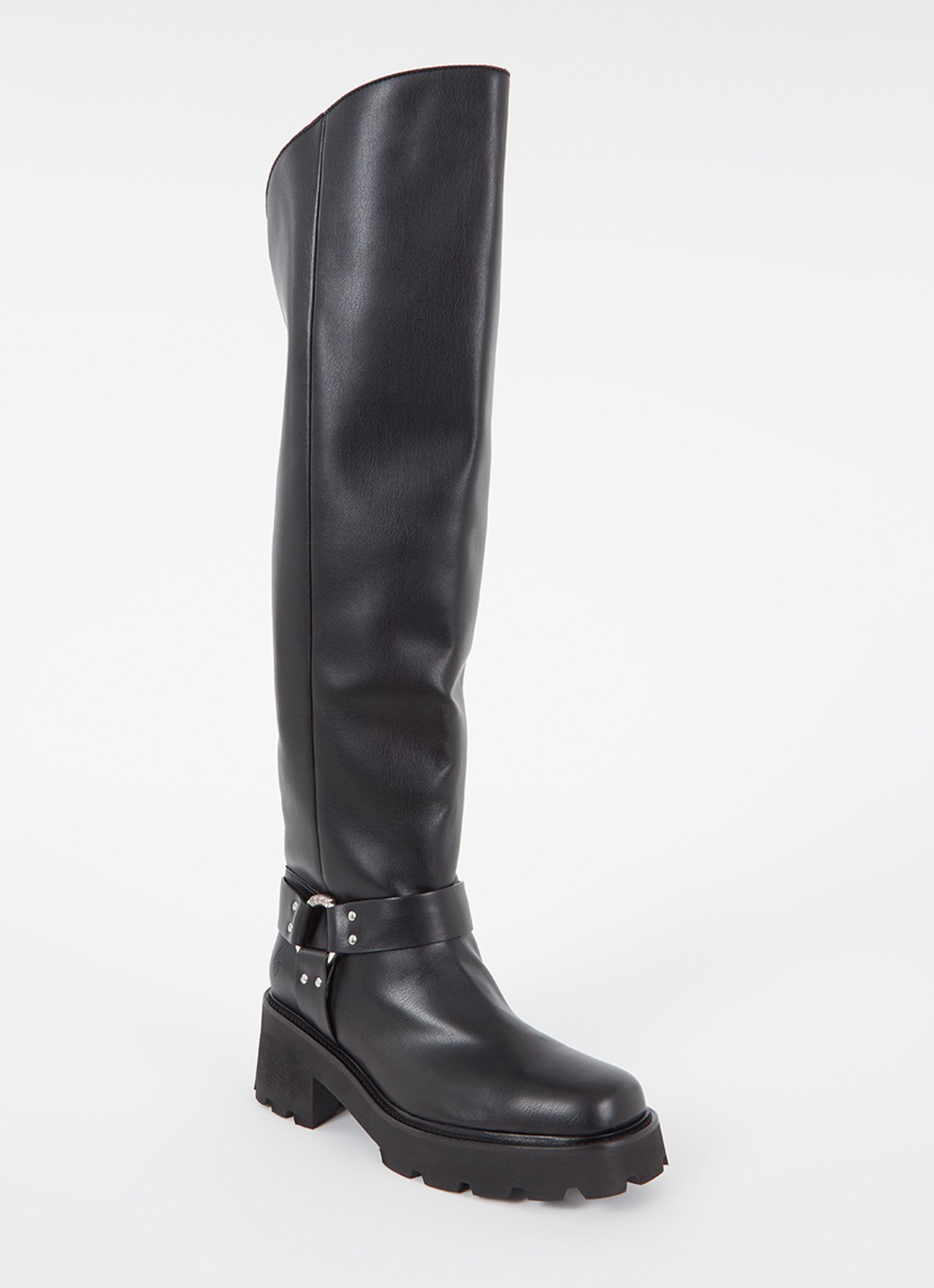 ba&sh Ciker overknee laars met gespdetail - voorkant 8 zwart