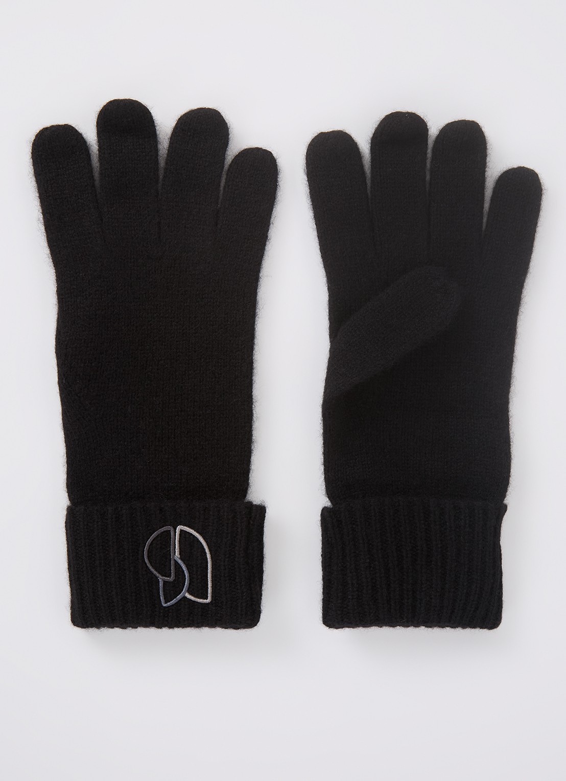 ba&sh Cimon fijngebreide handschoenen van kasjmier met logoborduring - voorkant zwart
