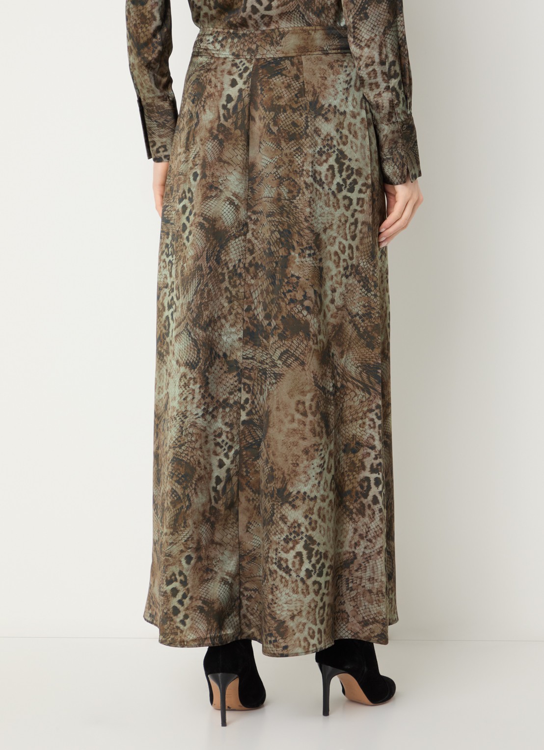ba&sh Ciria midi rok met dierenprint - achterkant khaki