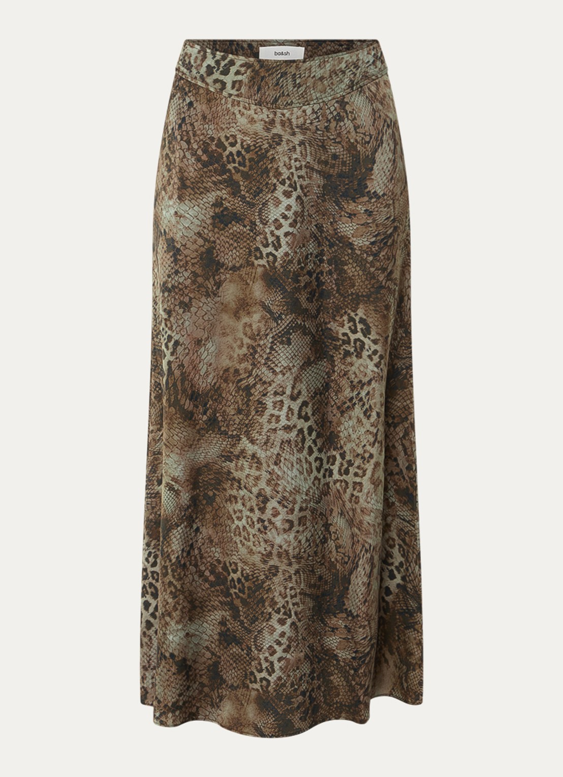 ba&sh Ciria midi rok met dierenprint - voorkant 2 khaki