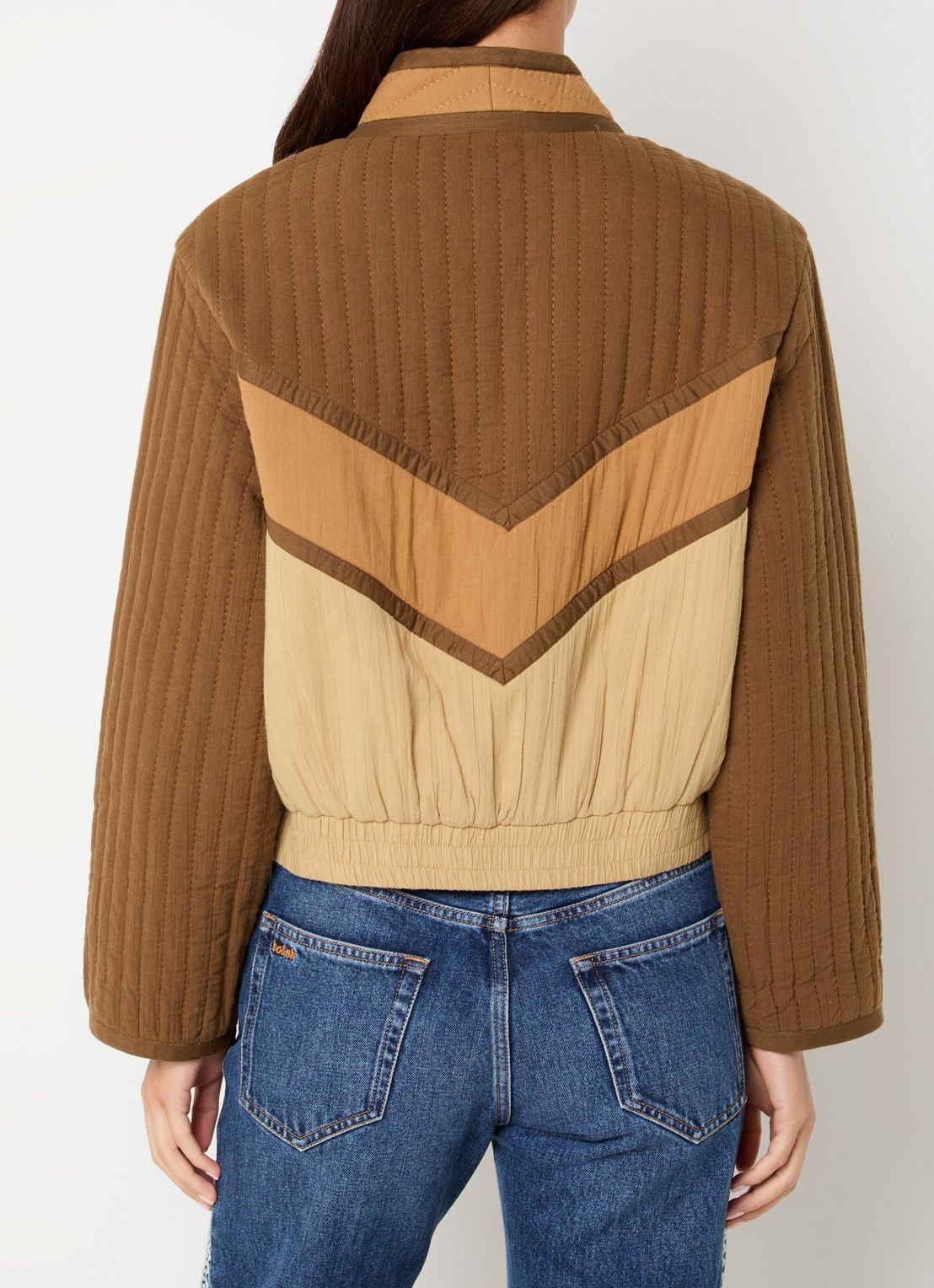 ba&sh Ciska jack met quilt patroon en steekzakken - achterkant camel