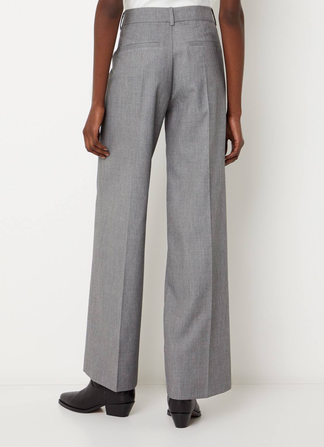 ba&sh Cistachio mid waist straight fit broek met steekzakken - achterkant 2 grijsmele