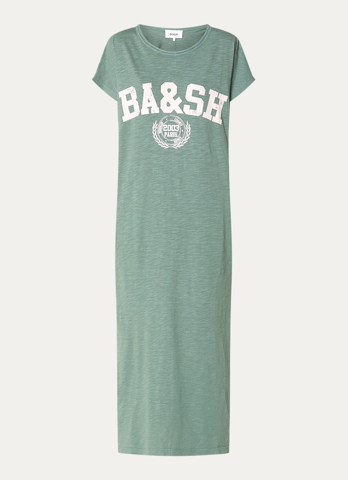 ba&sh Civia midi T-shirt jurk met logo - voorkant 2 mint