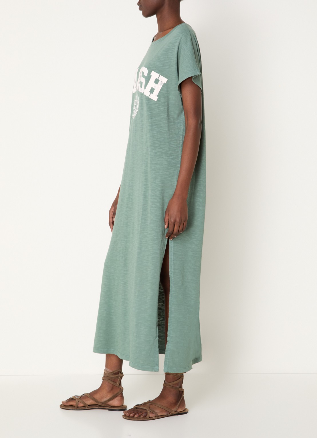 ba&sh Civia midi T-shirt jurk met logo - voorkant 3 mint