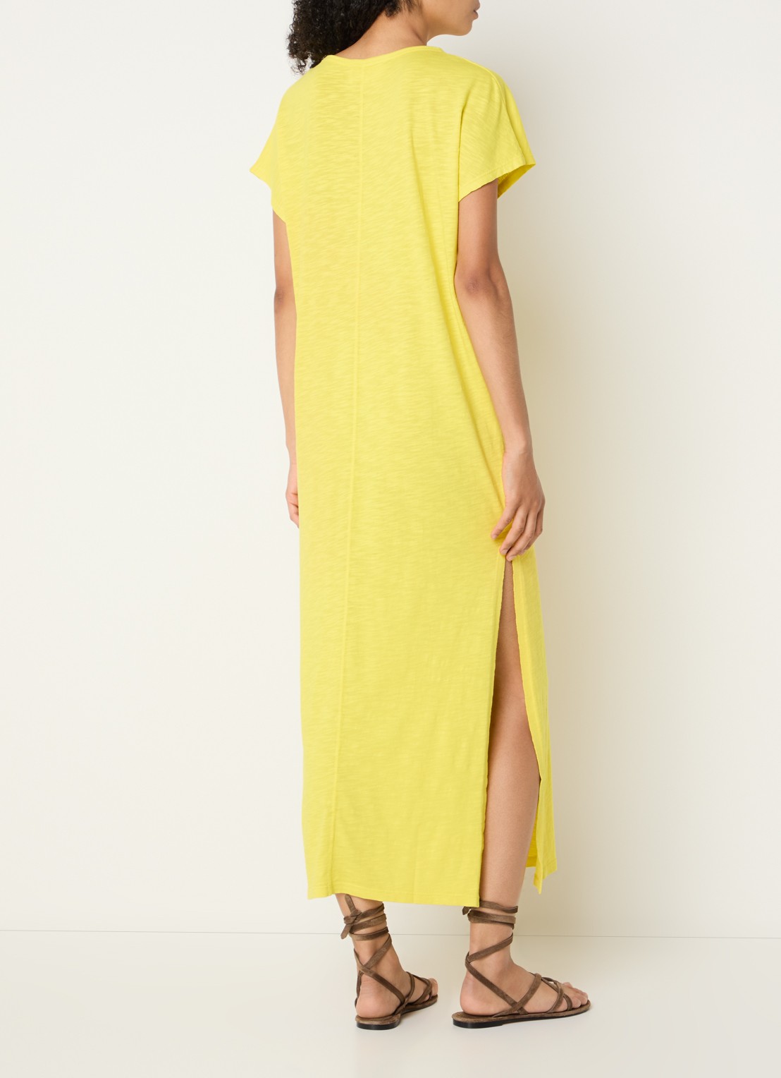 ba&sh Civia midi T-shirt jurk met logo - achterkant 3 geel