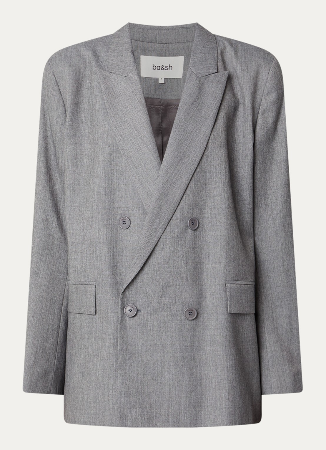 ba&sh Claro blazer in wolblend met klepzakken - voorkant 3 grijsmele