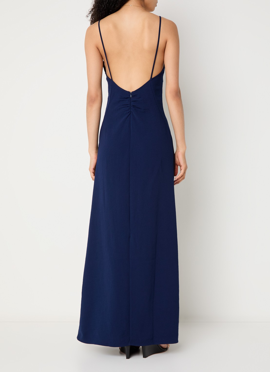ba&sh Clash maxi jurk met spaghettibandjes - achterkant 3 donkerblauw