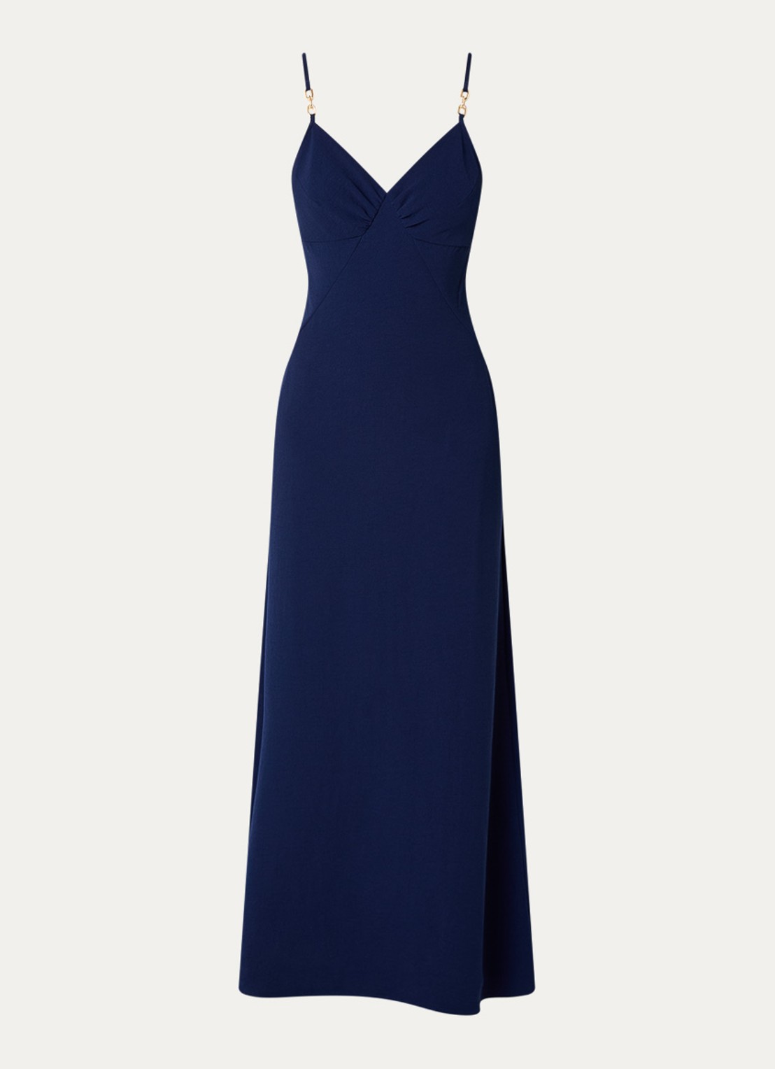 ba&sh Clash maxi jurk met spaghettibandjes - voorkant donkerblauw
