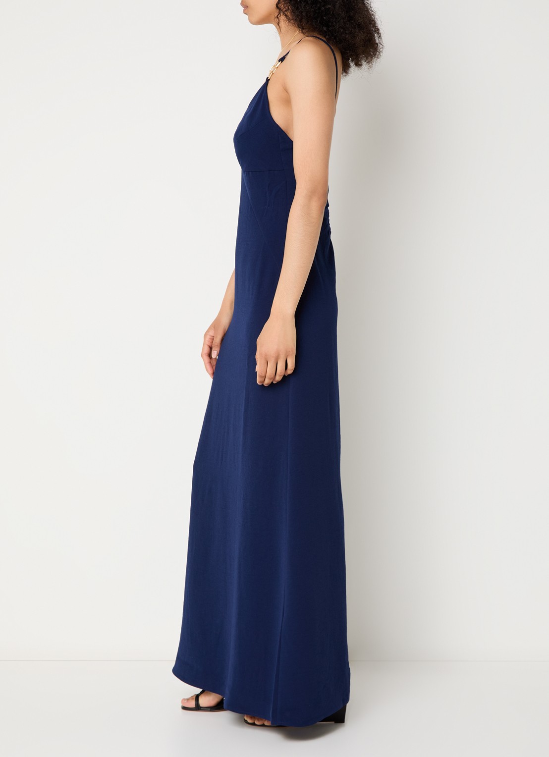 ba&sh Clash maxi jurk met spaghettibandjes - voorkant 2 donkerblauw
