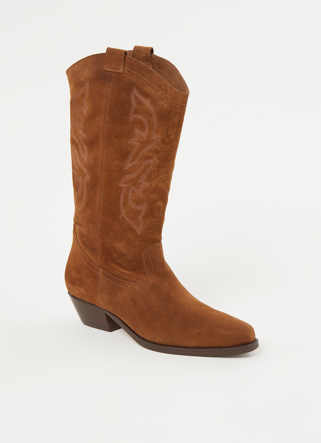 Ba&sh Claurys cowboylaars van suède - voorkant cognac