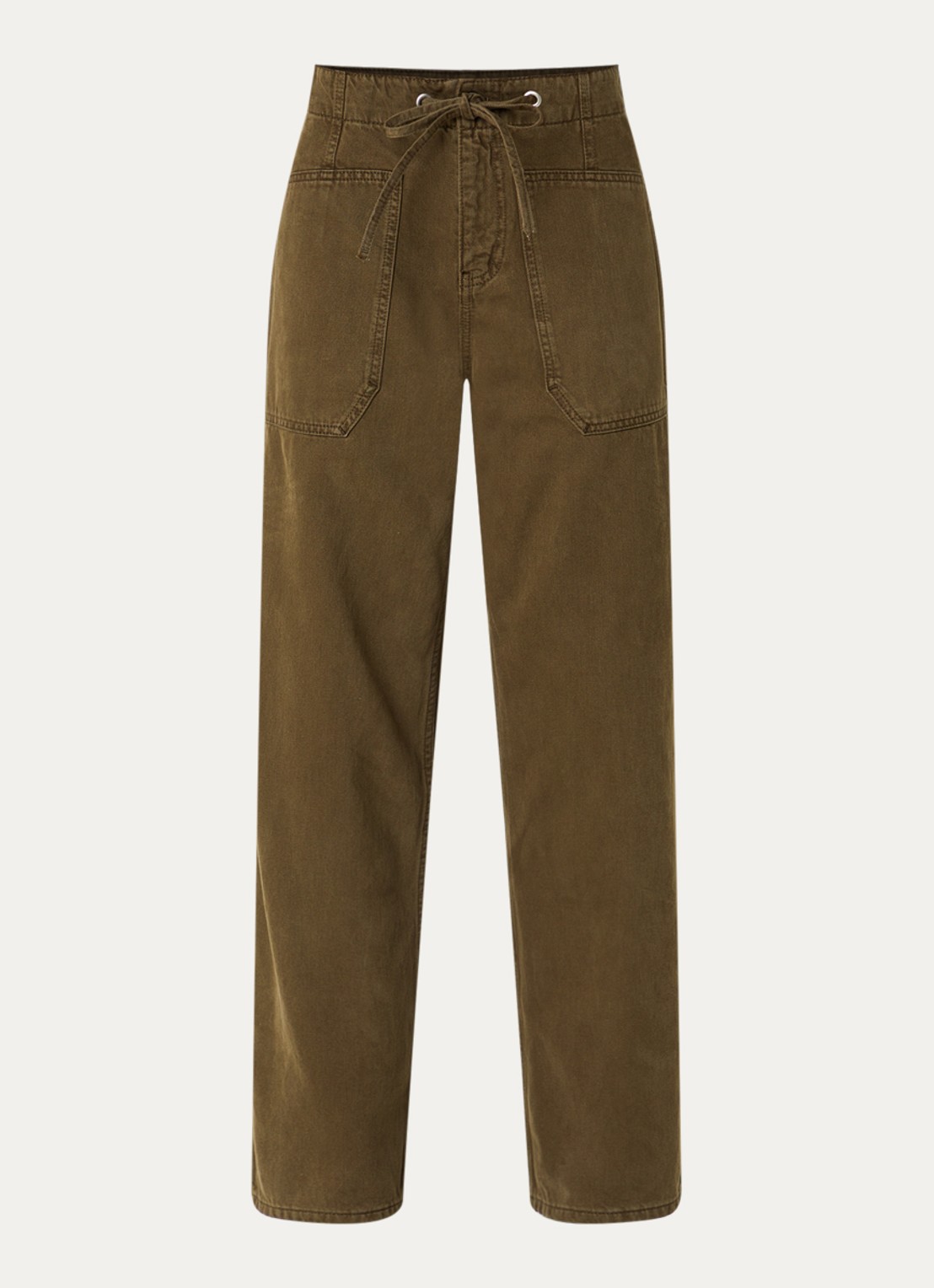 ba&sh Cocy mid waist straight fit jeans met steekzakken - voorkant 2 bronsgroen