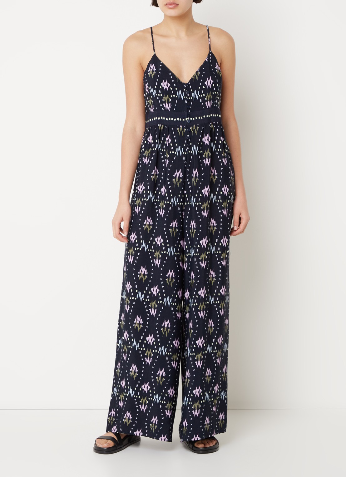 ba&sh Combinaison wide fit jumpsuit met print - detail donkerblauw
