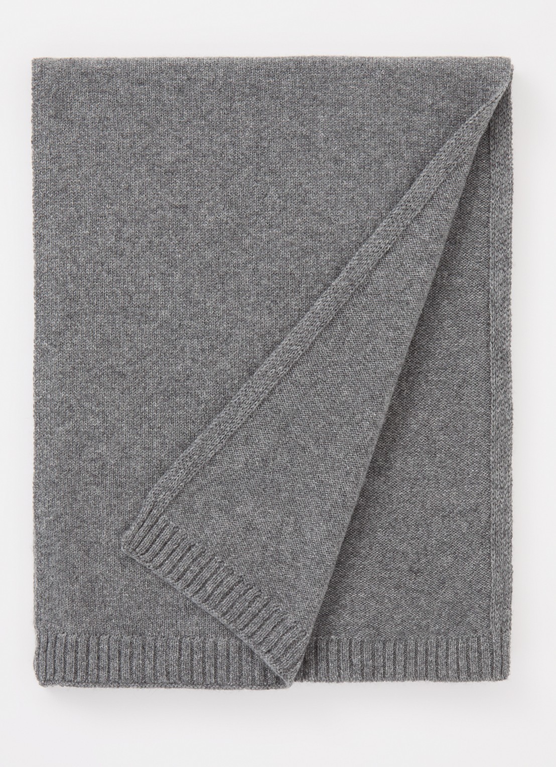 ba&sh Comie sjaal van kasjmier met logoborduring 190 x 35 cm - voorkant 3 middengrijs