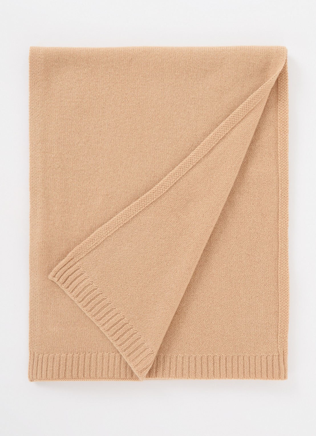 ba&sh Comie sjaal van kasjmier met logoborduring 190 x 35 cm - voorkant camel