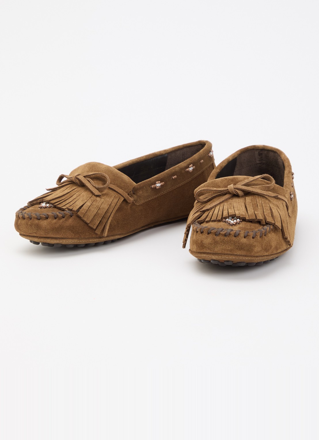 ba&sh Corto mocassin van suède - detail 2 bruin