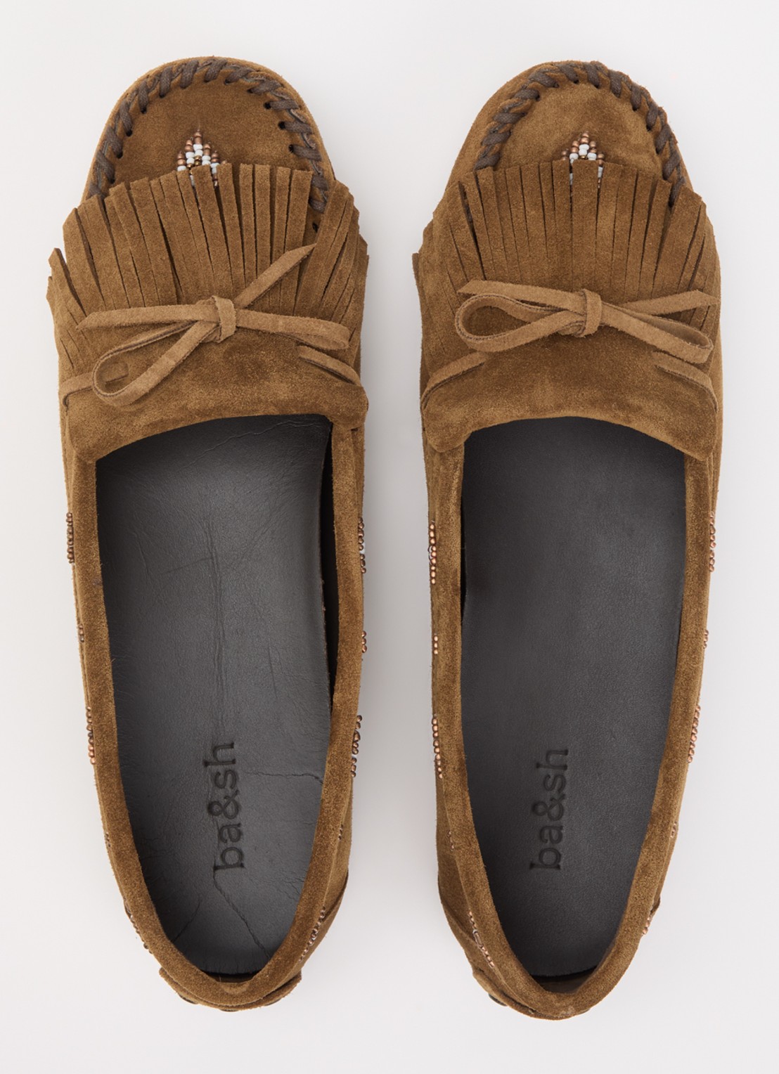 ba&sh Corto mocassin van suède - detail 3 bruin