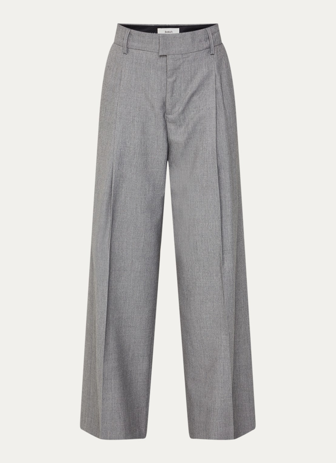ba&sh Cravy high waist wide fit broek in wolblend - voorkant 3 grijsmele