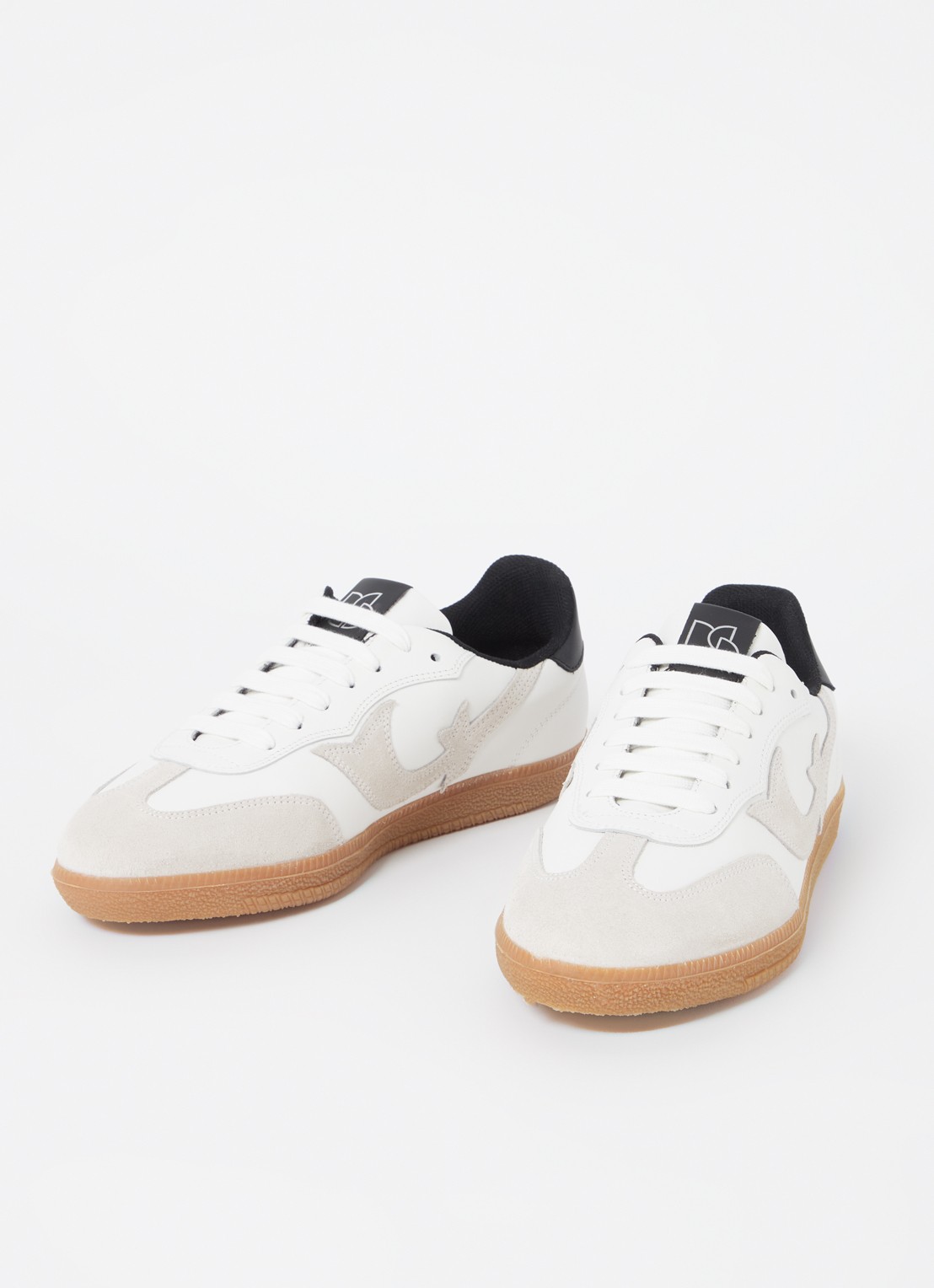 ba&sh Crew sneaker van leer met suède details - detail 2 gebroken wit