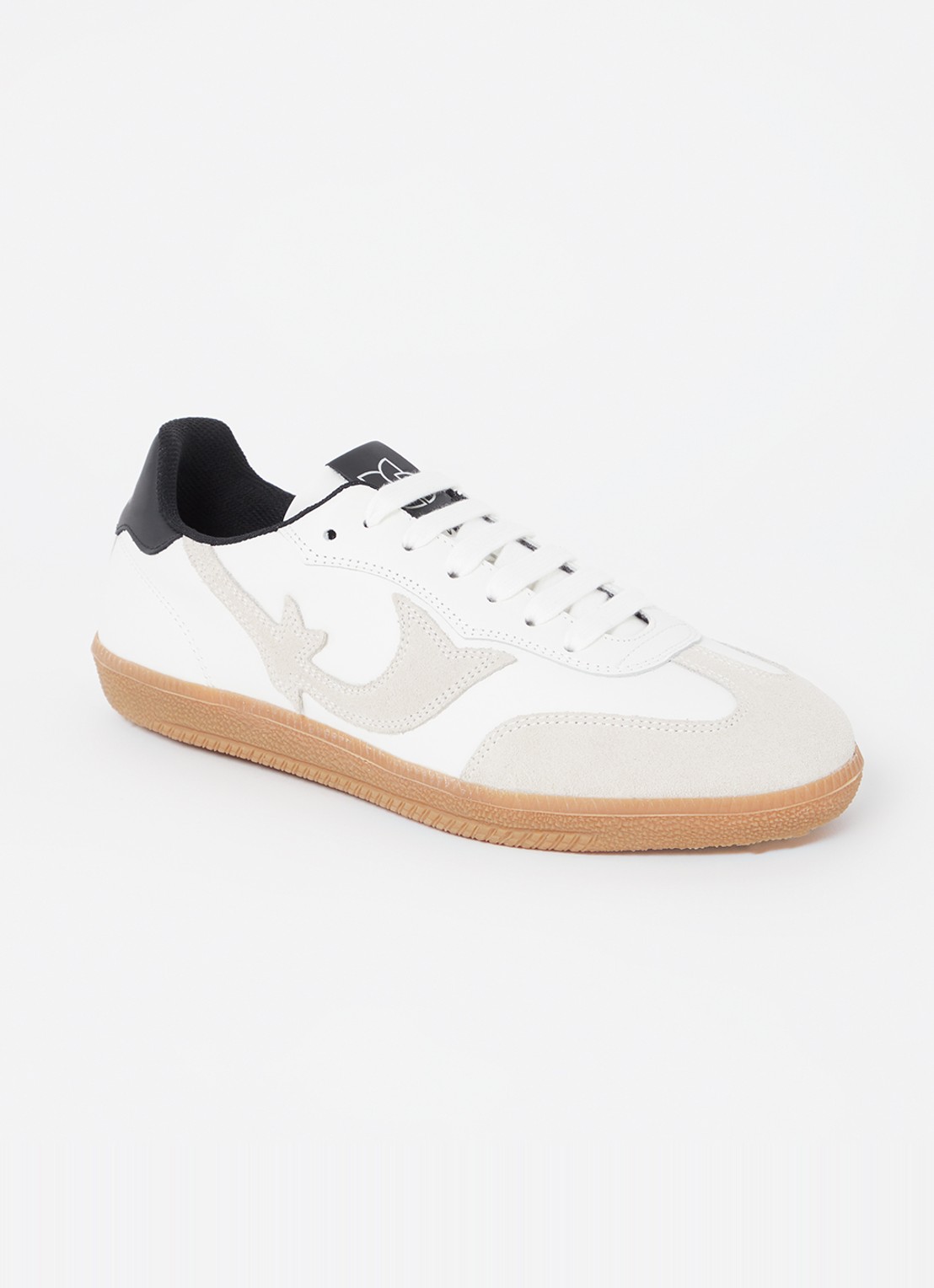 ba&sh Crew sneaker van leer met suède details - voorkant 5 gebroken wit