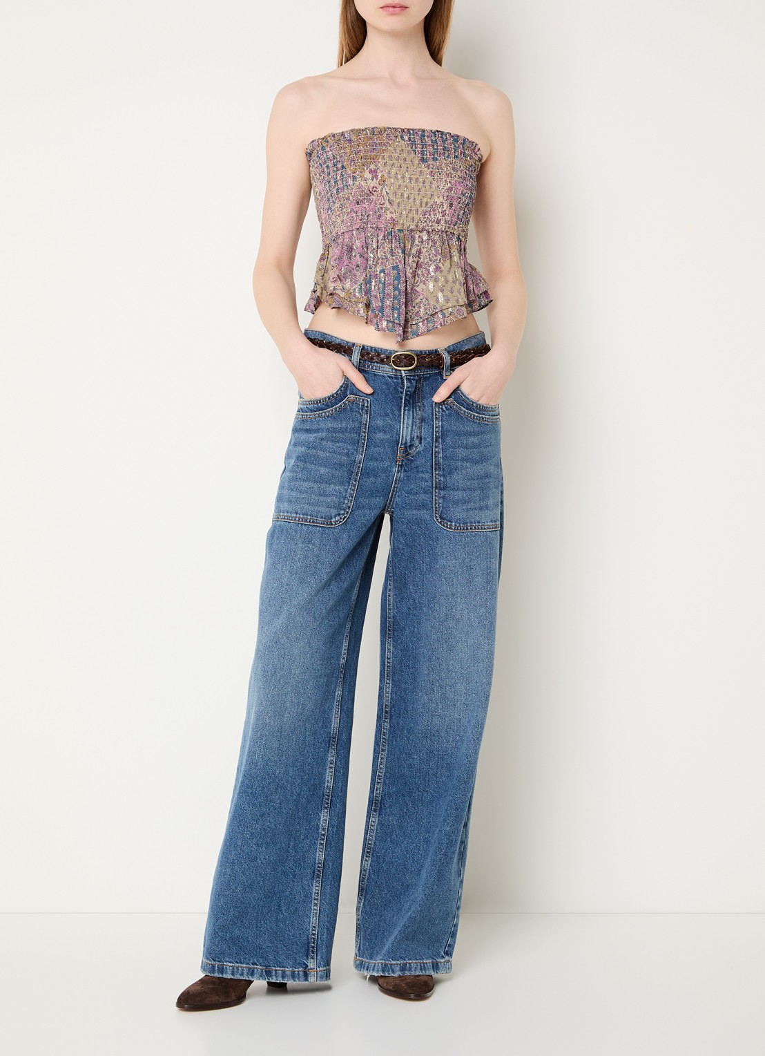ba&sh Crop top met lurex - voorkant 3 oudroze