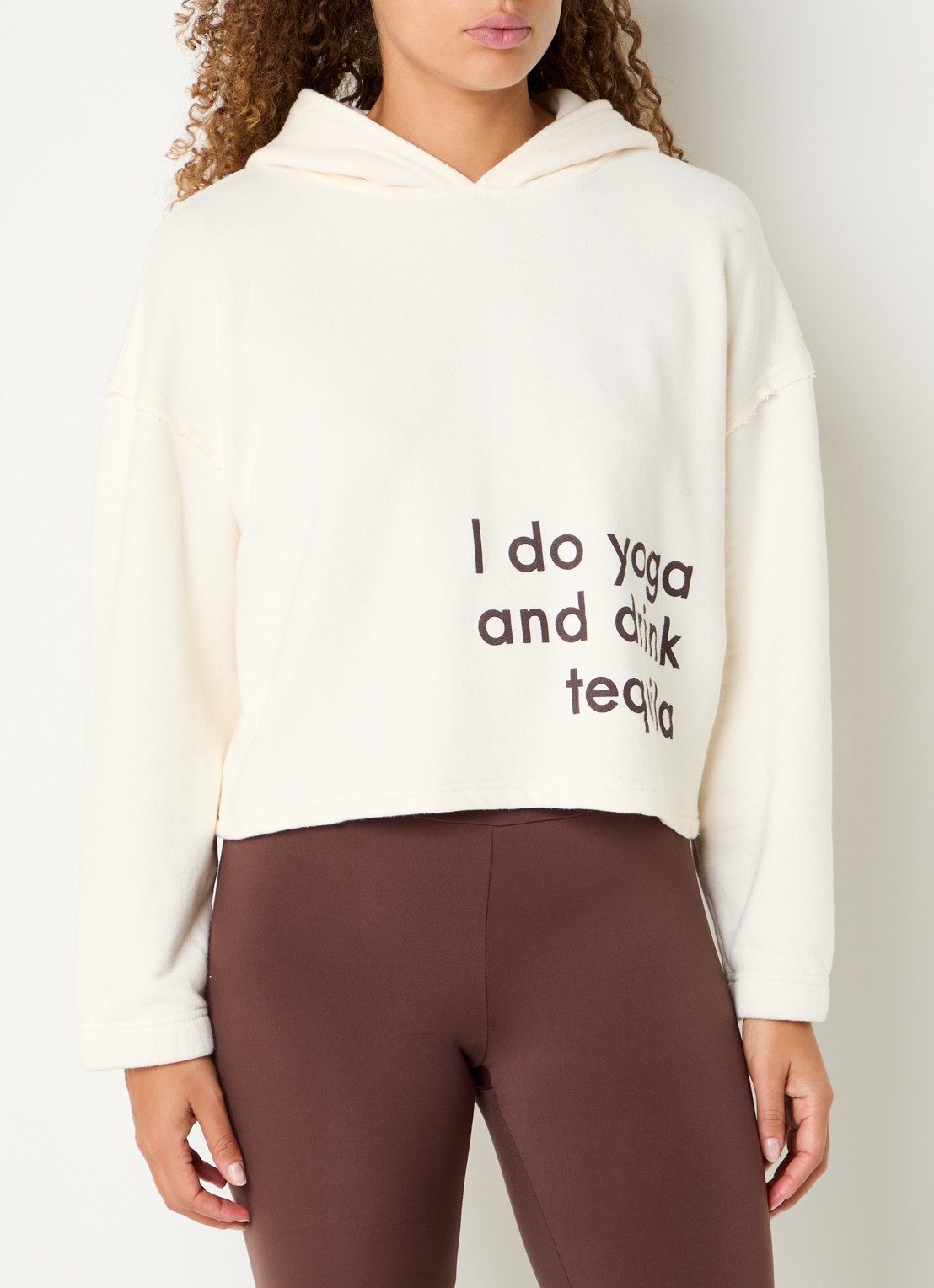 ba&sh Cropped hoodie met print - detail 4 gebroken wit