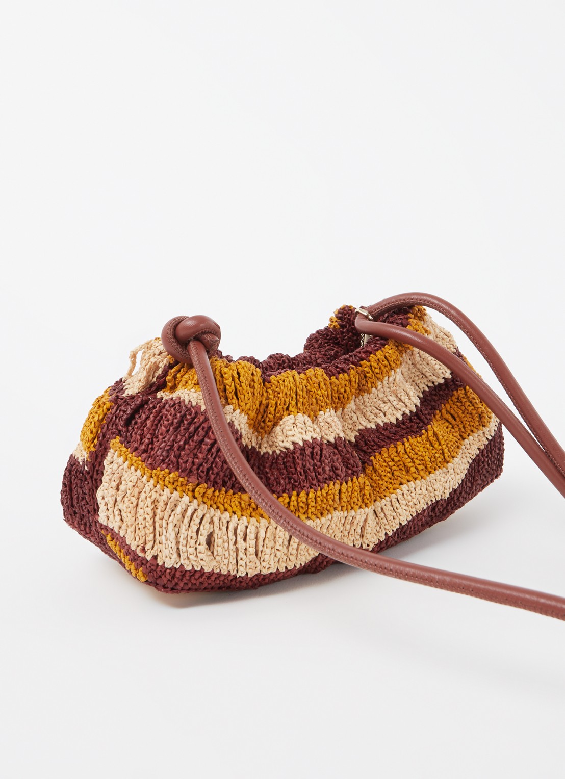 ba&sh Crossbodytas van raffia met leren details - achterkant 4 bruin