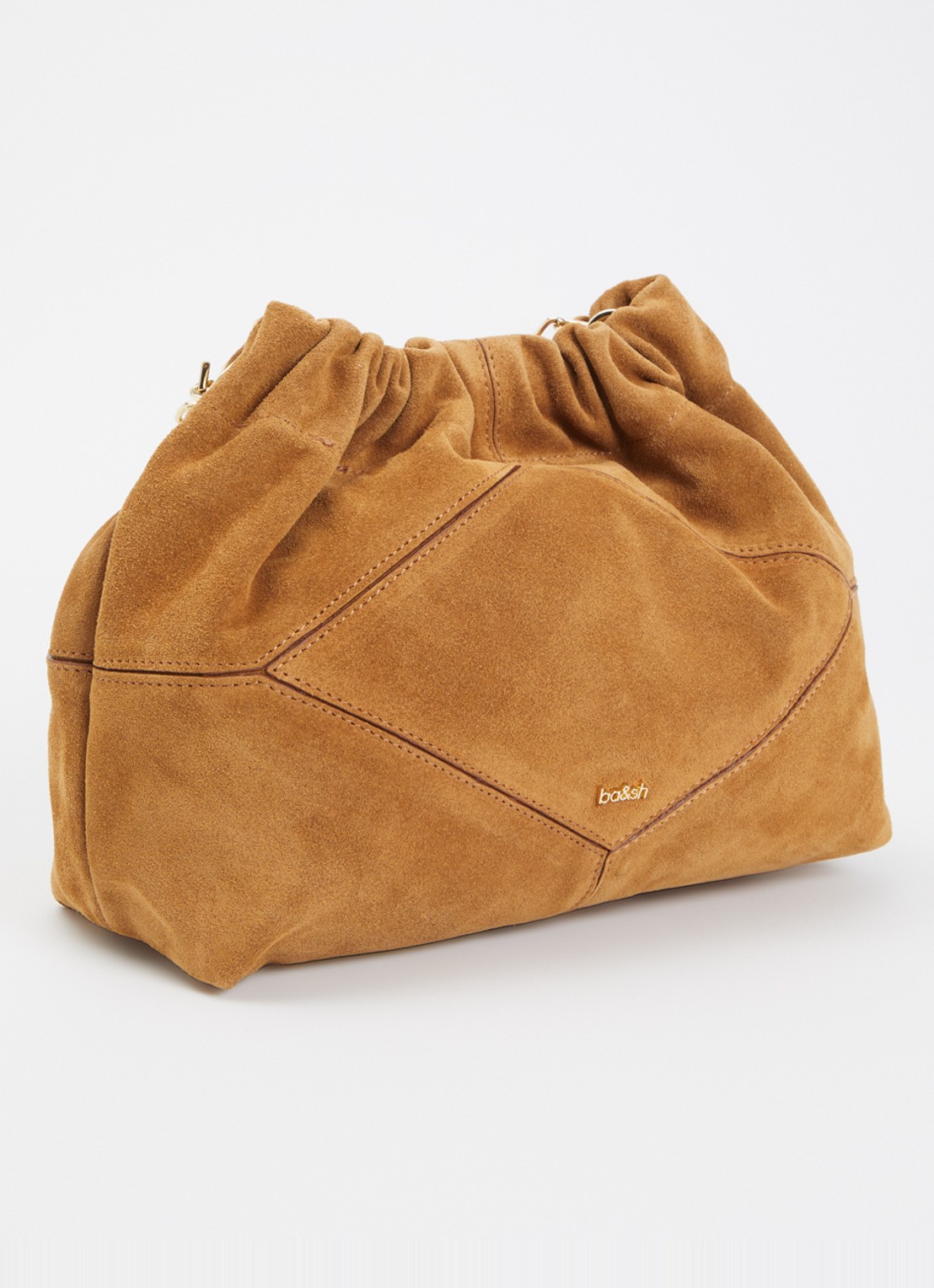 ba&sh Crossbodytas van suède - achterkant 5 camel