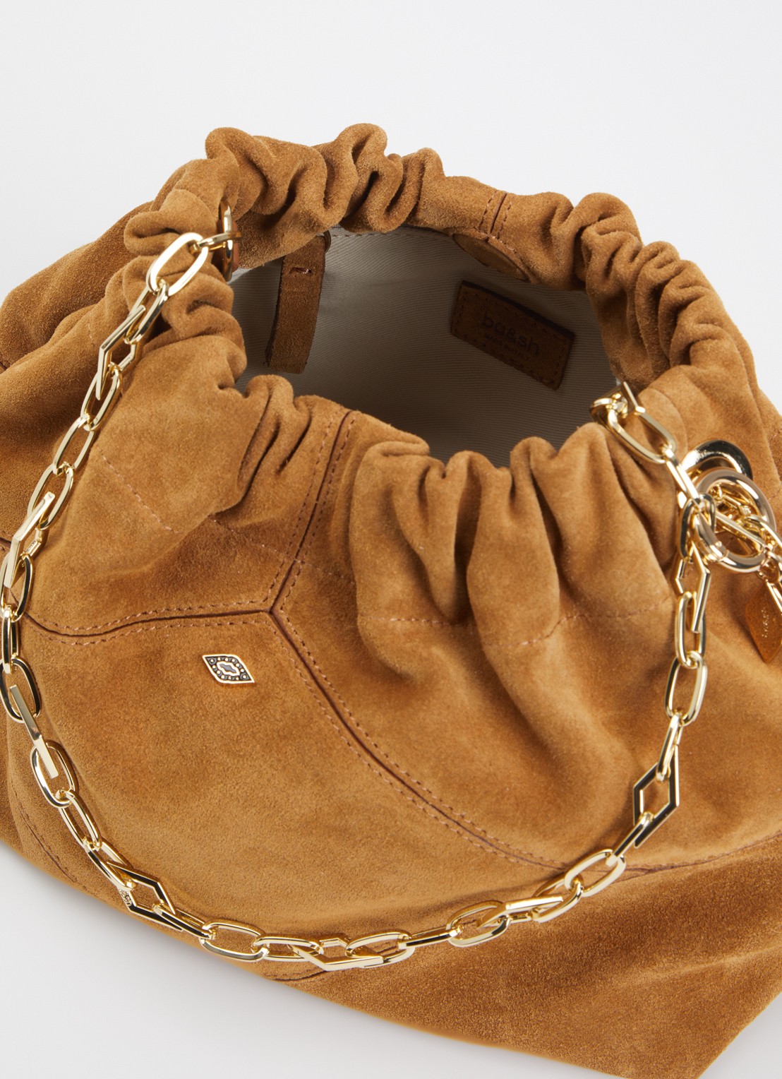 ba&sh Crossbodytas van suède - detail 2 camel