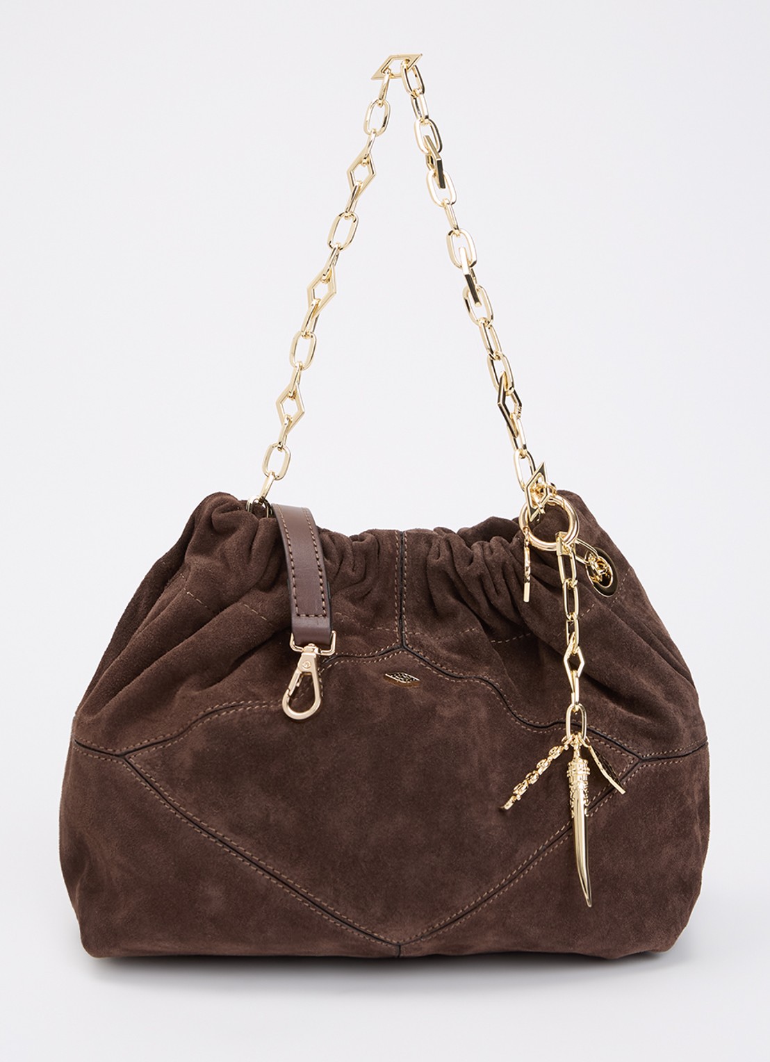 ba&sh Crossbodytas van suède - voorkant 2 donkerbruin