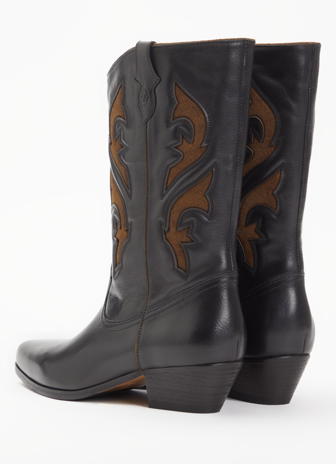 ba&sh Curtis cowboylaars van leer met details van suède - achterkant 3 zwart