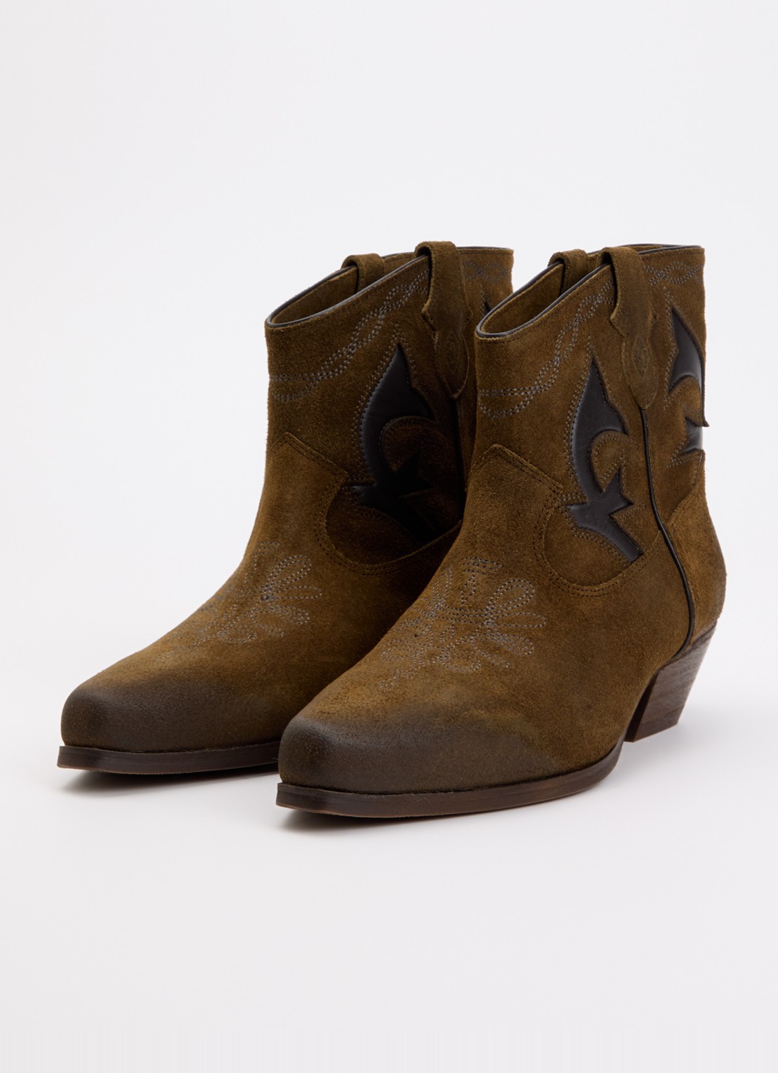 ba&sh Curtis cowboylaars van suède met details van leer - detail 2 bruin