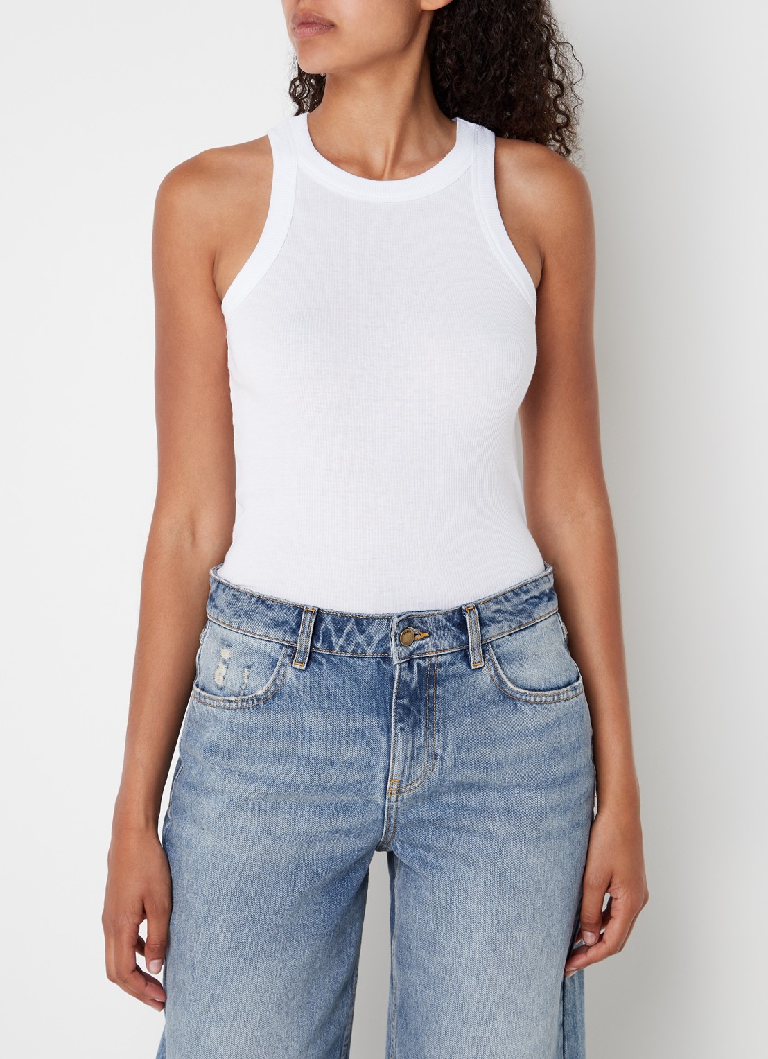 Ba&sh Cynda tanktop met ribstructuur - detail 4 wit