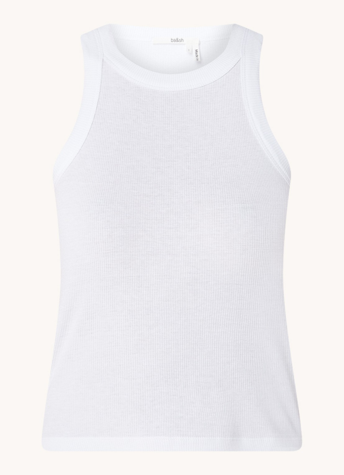 Ba&sh Cynda tanktop met ribstructuur - voorkant 2 wit