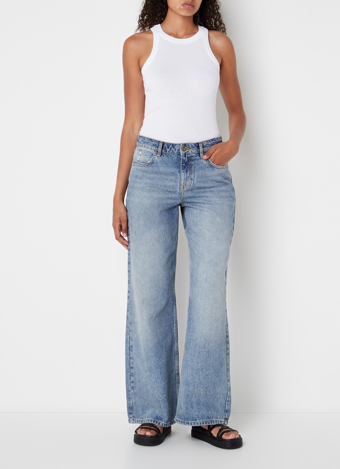 Ba&sh Cynda tanktop met ribstructuur - voorkant 3 wit