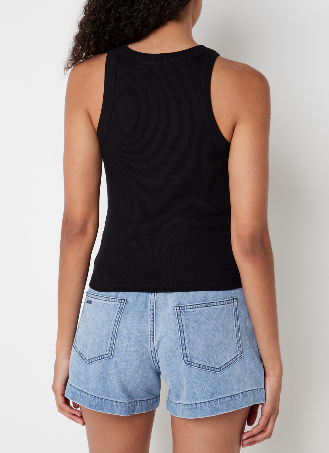 Ba&sh Cynda tanktop met ribstructuur - achterkant 2 zwart